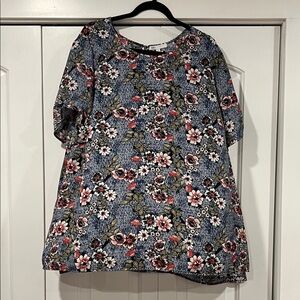DR2 Blue and‎ Pink Floral Tunic Top 3x